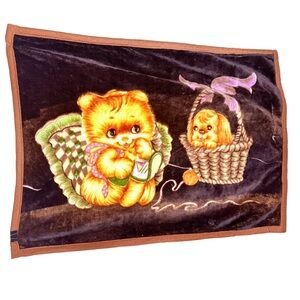 Vintage JH collection thick mink blanket 43x55 inch throw blanket teddy bear